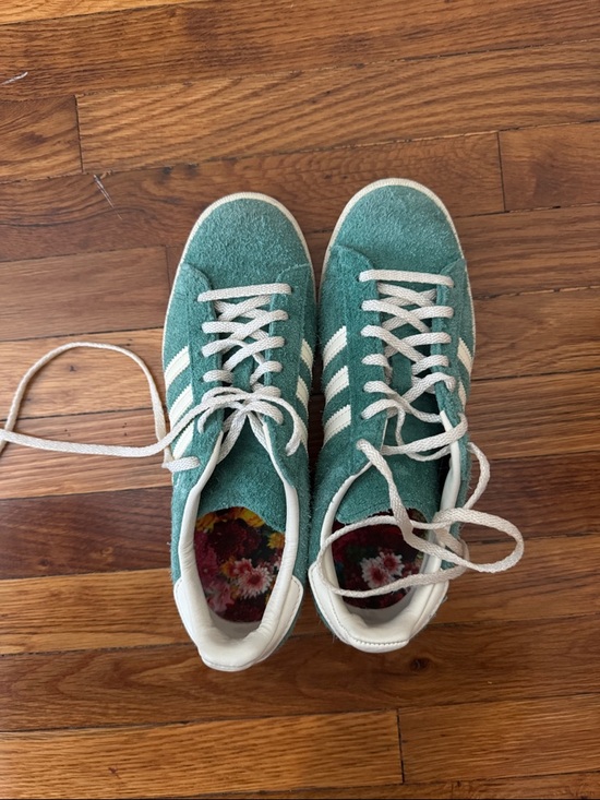 adidas Shoes - Green suede adidas campus sneakers